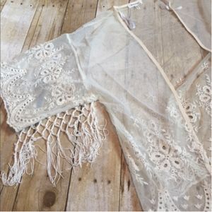 White Fringe Kimono